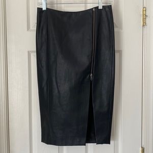Tildon Faux Leather Pencil Skirt with Zipper Slit Front